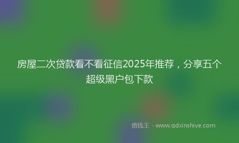 房屋二次贷款看不看征信2025年推荐，分享五个超级黑户包下款