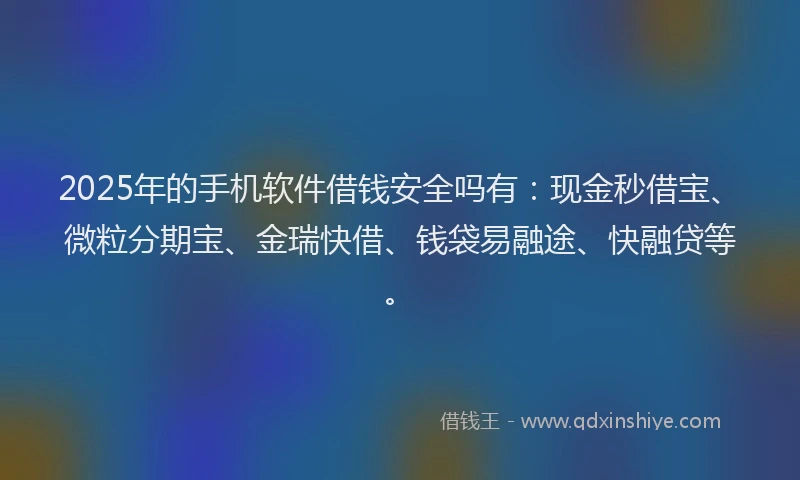 2025年的手机软件借钱安全吗有：现金秒借宝、微粒分期宝、金瑞快借、钱袋易融途、快融贷等。