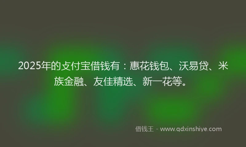 2025年的攴付宝借钱有：惠花钱包、沃易贷、米族金融、友佳精选、新一花等。