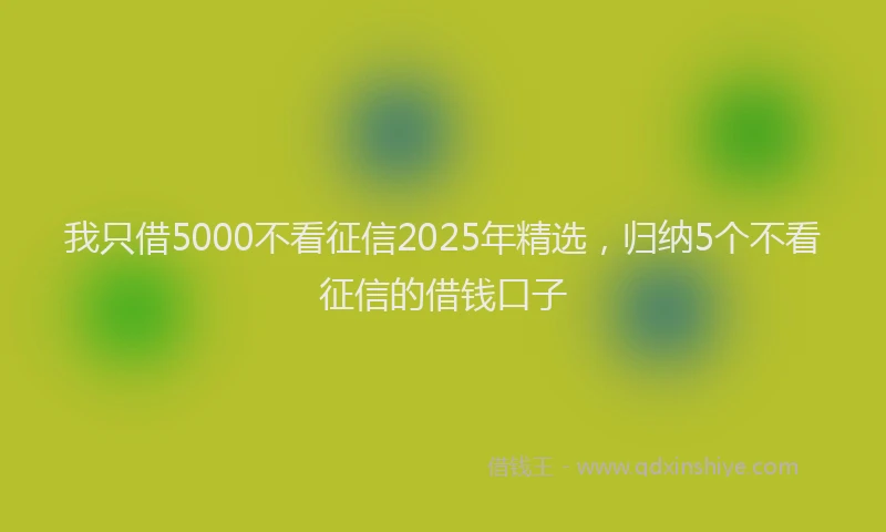 我只借5000不看征信2025年精选，归纳5个不看征信的借钱口子