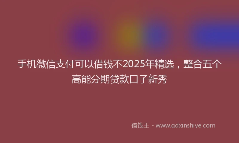 手机微信支付可以借钱不2025年精选，整合五个高能分期贷款口子新秀