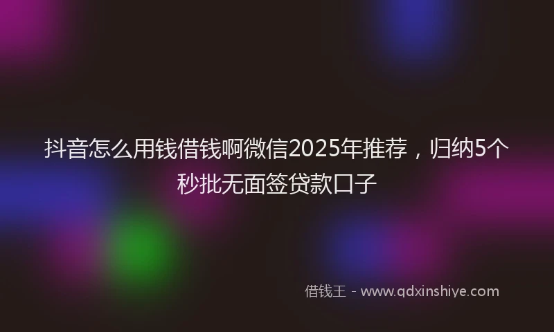 抖音怎么用钱借钱啊微信2025年推荐，归纳5个秒批无面签贷款口子