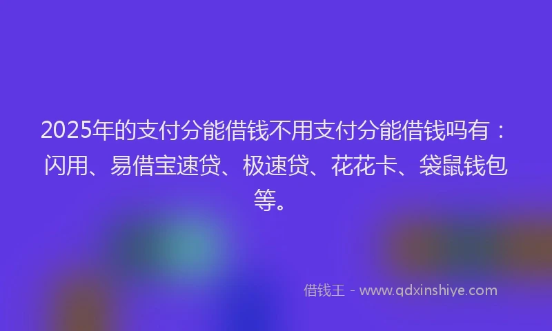 2025年的支付分能借钱不用支付分能借钱吗有：闪用、易借宝速贷、极速贷、花花卡、袋鼠钱包等。