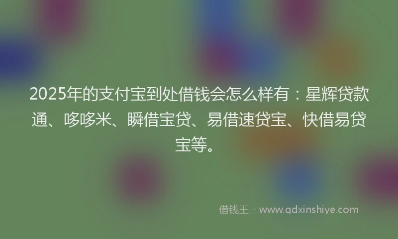 2025年的支付宝到处借钱会怎么样有：星辉贷款通、哆哆米、瞬借宝贷、易借速贷宝、快借易贷宝等。