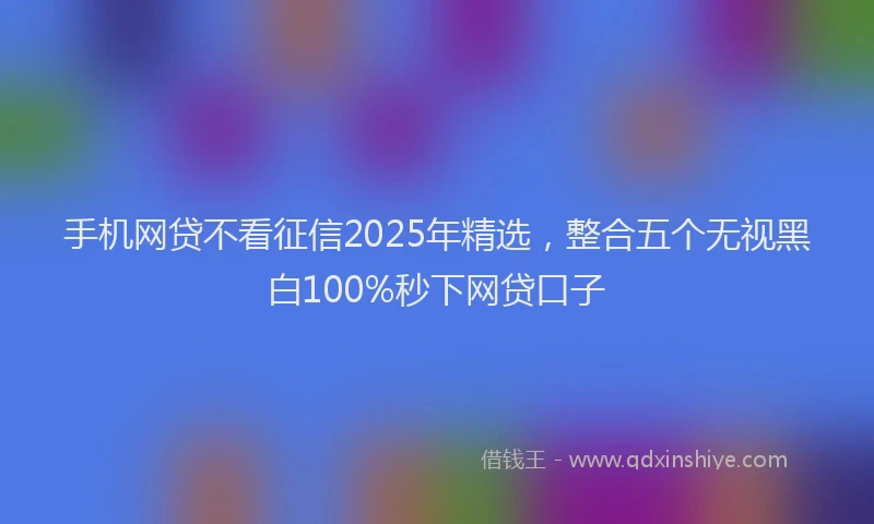 手机网贷不看征信2025年精选，整合五个无视黑白100%秒下网贷口子