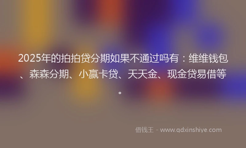 2025年的拍拍贷分期如果不通过吗有：维维钱包、森森分期、小赢卡贷、天天金、现金贷易借等。