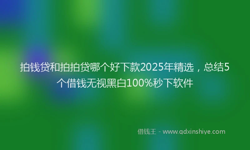 拍钱贷和拍拍贷哪个好下款2025年精选，总结5个借钱无视黑白100%秒下软件