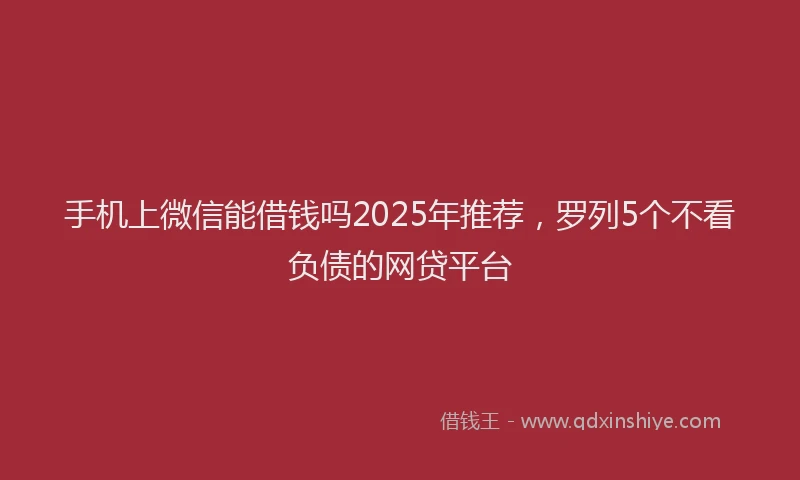 手机上微信能借钱吗2025年推荐，罗列5个不看负债的网贷平台