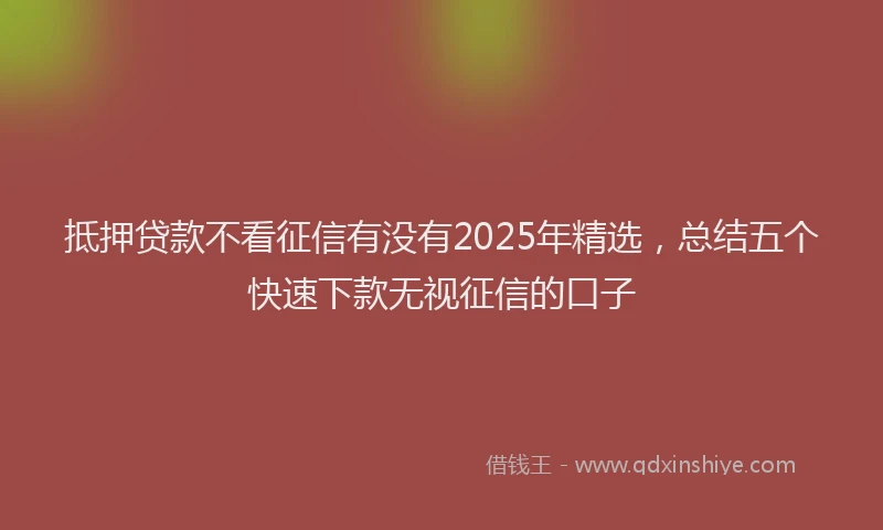 抵押贷款不看征信有没有2025年精选，总结五个快速下款无视征信的口子
