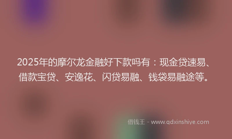 2025年的摩尔龙金融好下款吗有：现金贷速易、借款宝贷、安逸花、闪贷易融、钱袋易融途等。