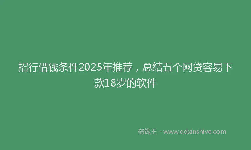 招行借钱条件2025年推荐，总结五个网贷容易下款18岁的软件