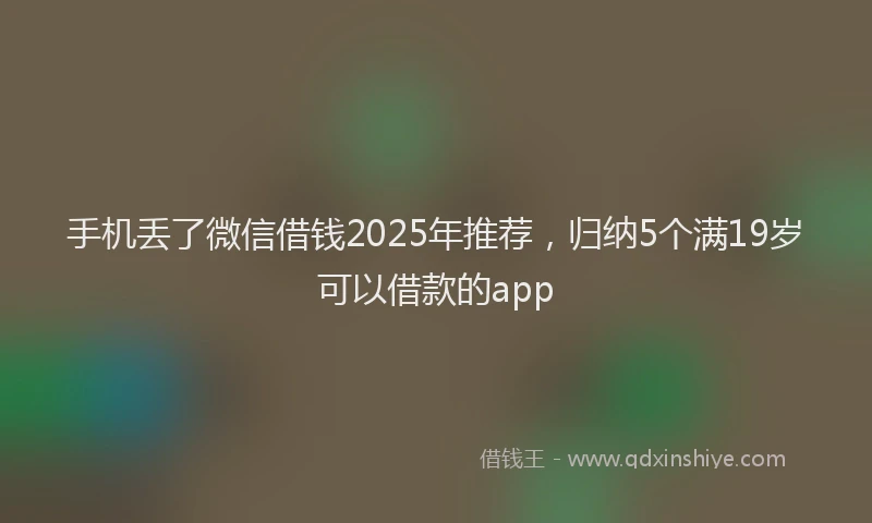 手机丢了微信借钱2025年推荐，归纳5个满19岁可以借款的app