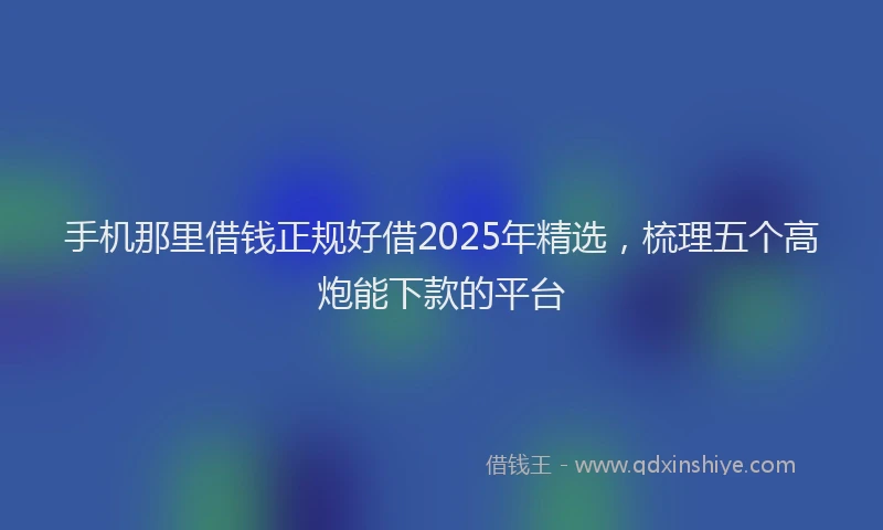 手机那里借钱正规好借2025年精选，梳理五个高炮能下款的平台