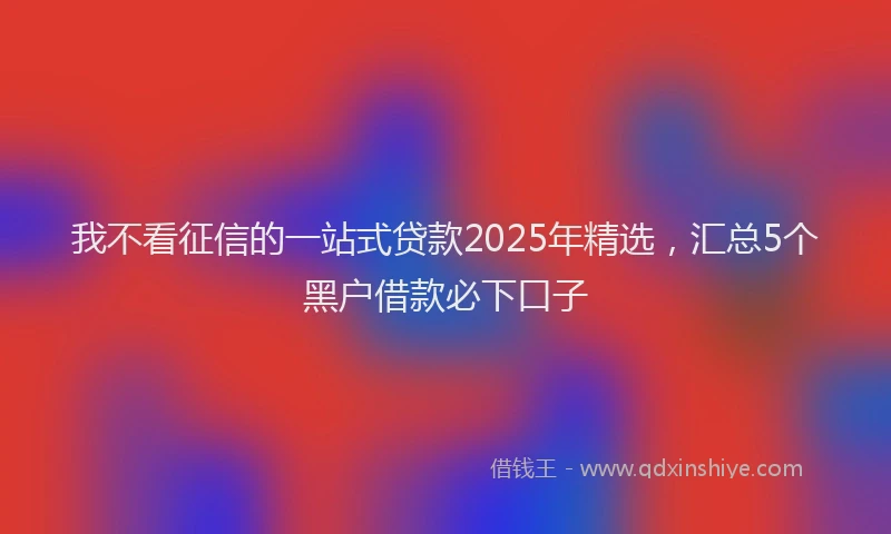我不看征信的一站式贷款2025年精选，汇总5个黑户借款必下口子