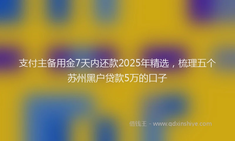 支付主备用金7天内还款2025年精选，梳理五个苏州黑户贷款5万的口子