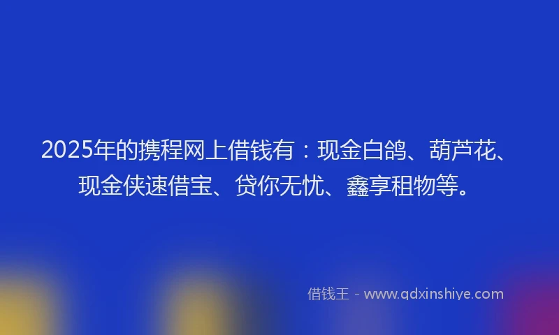 2025年的携程网上借钱有：现金白鸽、葫芦花、现金侠速借宝、贷你无忧、鑫享租物等。