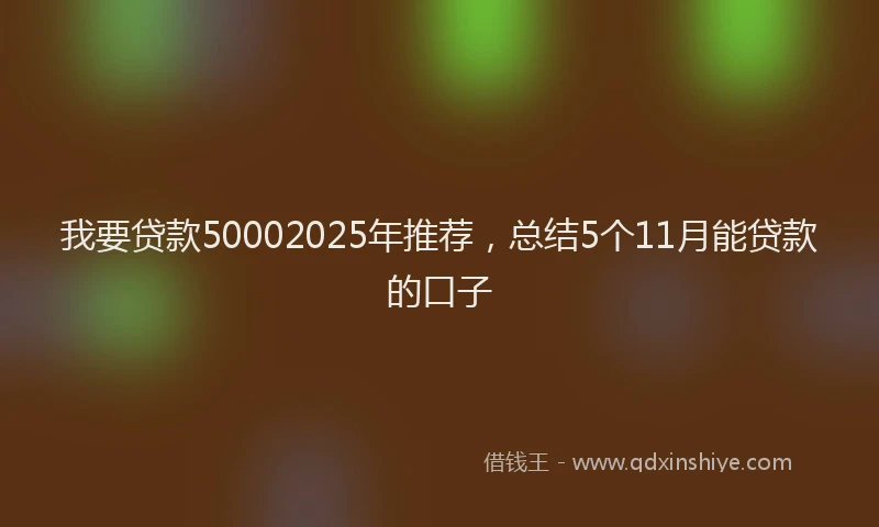 我要贷款50002025年推荐，总结5个11月能贷款的口子