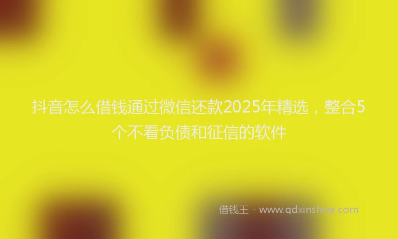 抖音怎么借钱通过微信还款2025年精选，整合5个不看负债和征信的软件