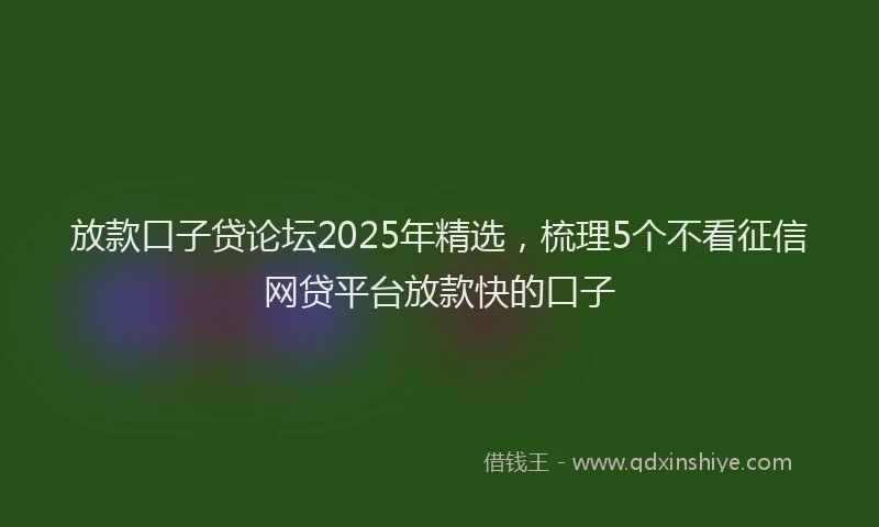 放款口子贷论坛2025年精选，梳理5个不看征信网贷平台放款快的口子