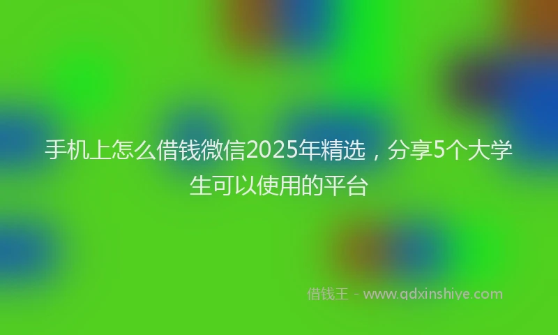 手机上怎么借钱微信2025年精选，分享5个大学生可以使用的平台