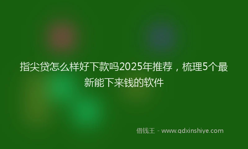 指尖贷怎么样好下款吗2025年推荐,梳理5个最新能下来钱的软件