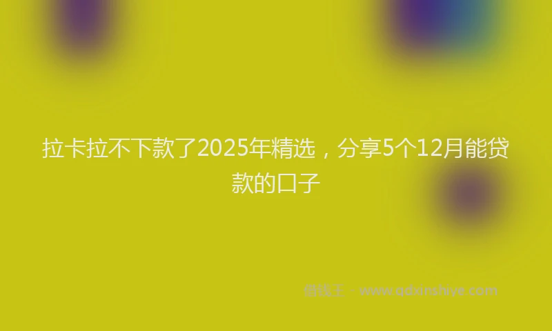 拉卡拉不下款了2025年精选，分享5个12月能贷款的口子