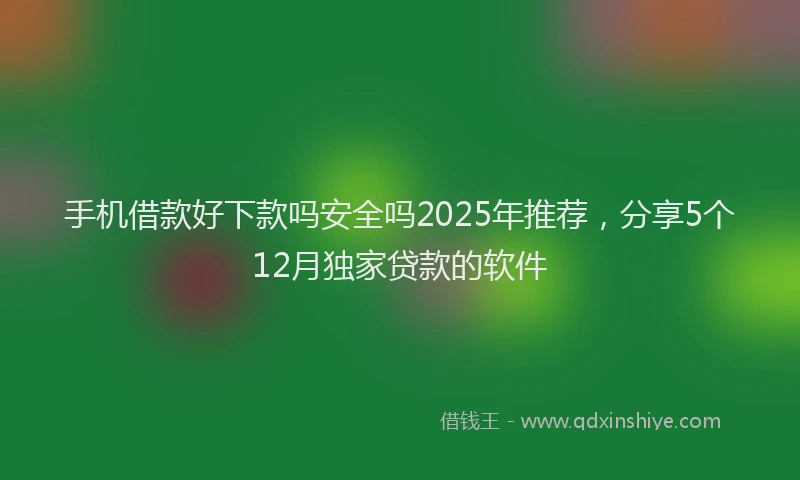 手机借款好下款吗安全吗2025年推荐，分享5个12月独家贷款的软件