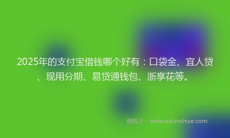 2025年的支付宝借钱哪个好有：口袋金、宜人贷、现用分期、易贷通钱包、浙享花等。