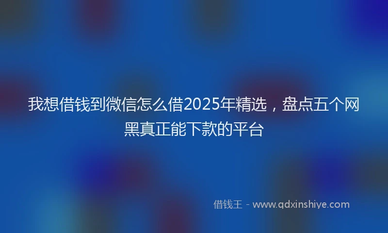 我想借钱到微信怎么借2025年精选，盘点五个网黑真正能下款的平台