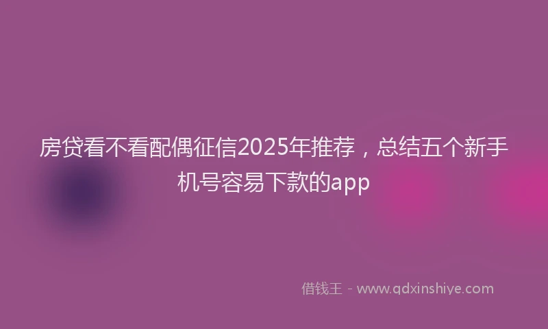 房贷看不看配偶征信2025年推荐，总结五个新手机号容易下款的app