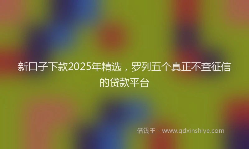 新口子下款2025年精选，罗列五个真正不查征信的贷款平台