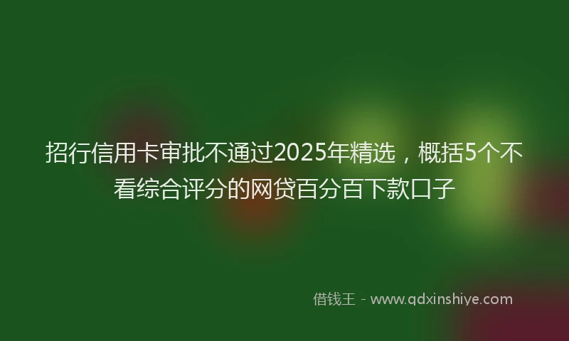 招行信用卡审批不通过2025年精选，概括5个不看综合评分的网贷百分百下款口子