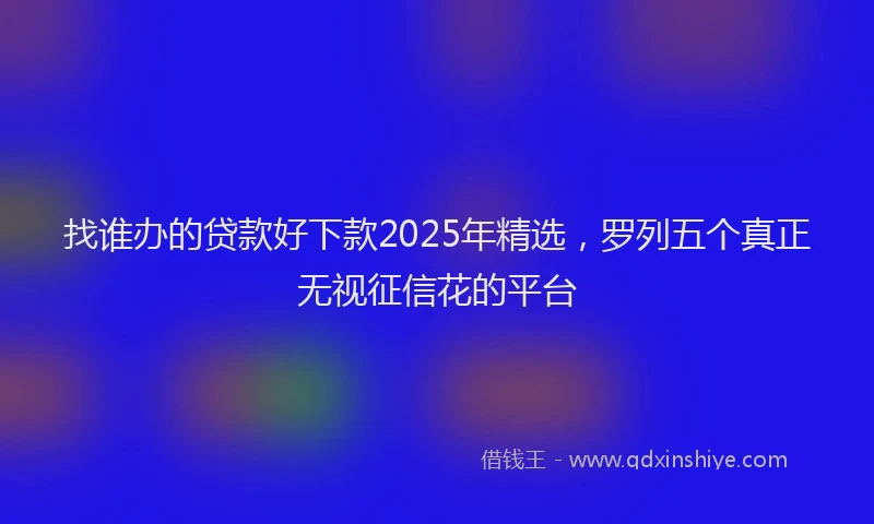 找谁办的贷款好下款2025年精选，罗列五个真正无视征信花的平台