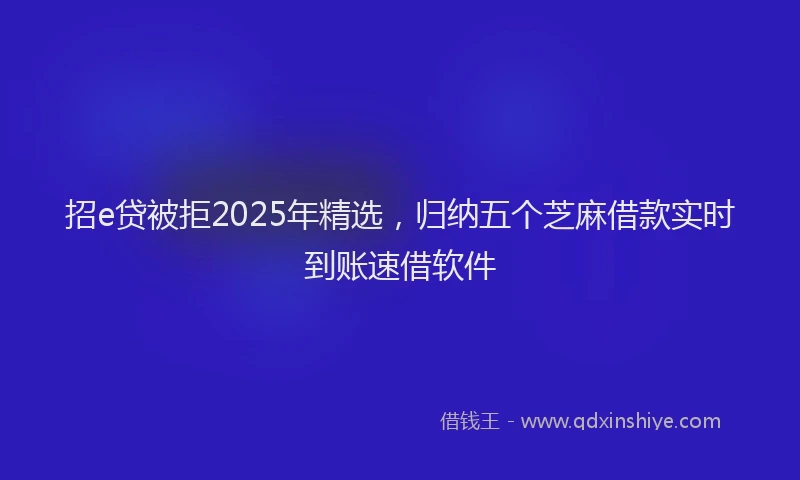 招e贷被拒2025年精选，归纳五个芝麻借款实时到账速借软件