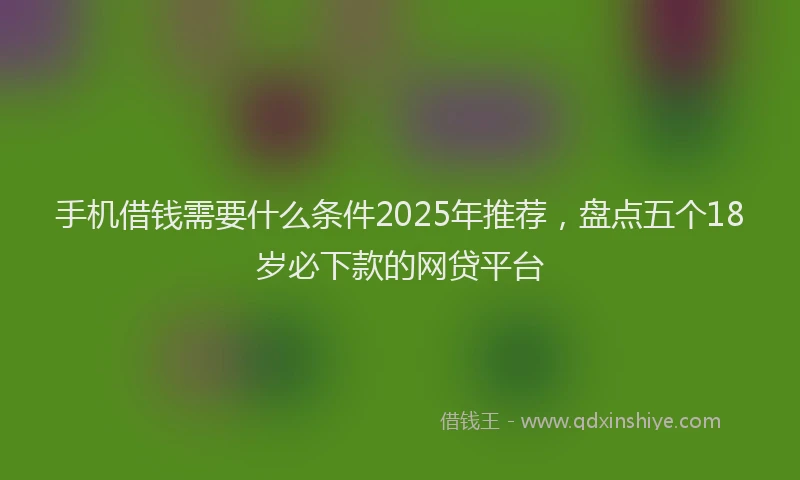 手机借钱需要什么条件2025年推荐，盘点五个18岁必下款的网贷平台