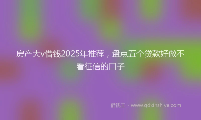 房产大v借钱2025年推荐，盘点五个贷款好做不看征信的口子