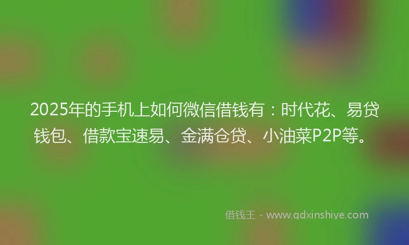 2025年的手机上如何微信借钱有：时代花、易贷钱包、借款宝速易、金满仓贷、小油菜P2P等。