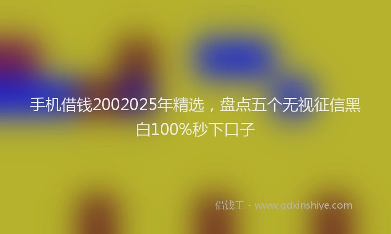 手机借钱2002025年精选，盘点五个无视征信黑白100%秒下口子