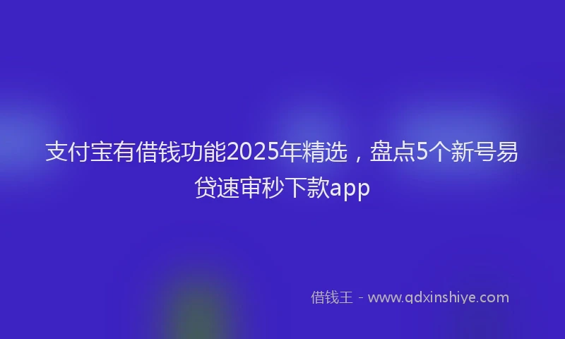 支付宝有借钱功能2025年精选，盘点5个新号易贷速审秒下款app
