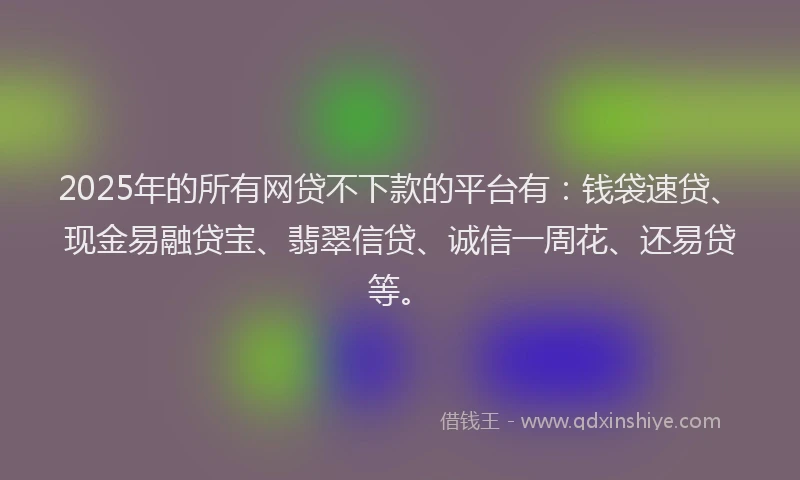 2025年的所有网贷不下款的平台有：钱袋速贷、现金易融贷宝、翡翠信贷、诚信一周花、还易贷等。