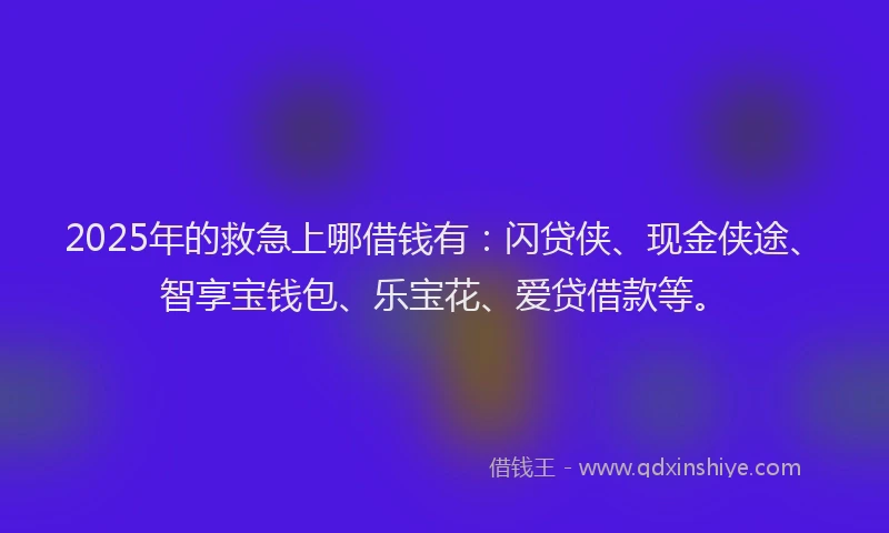 2025年的救急上哪借钱有：闪贷侠、现金侠途、智享宝钱包、乐宝花、爱贷借款等。