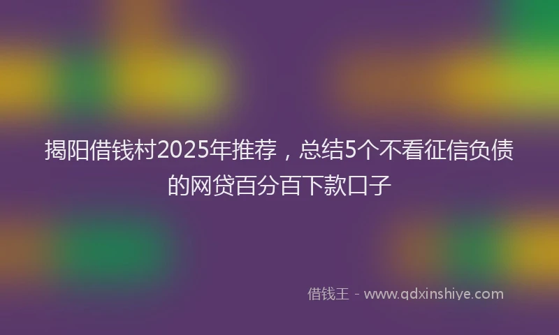 揭阳借钱村2025年推荐，总结5个不看征信负债的网贷百分百下款口子