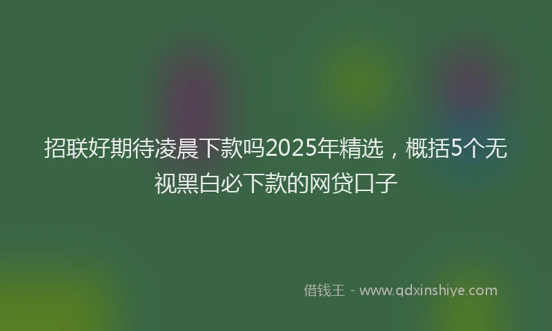 招联好期待凌晨下款吗2025年精选，概括5个无视黑白必下款的网贷口子