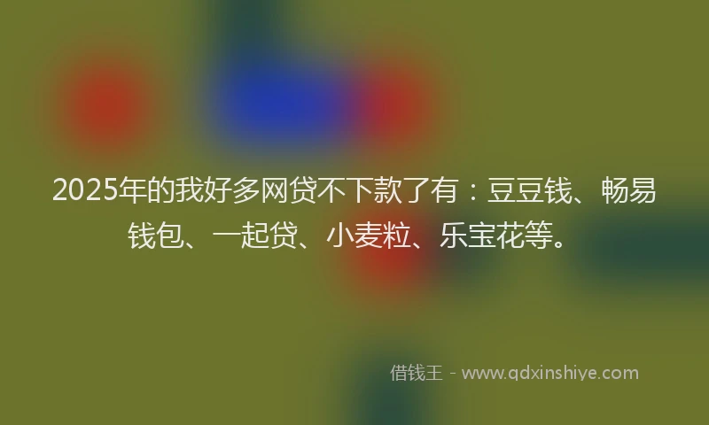 2025年的我好多网贷不下款了有：豆豆钱、畅易钱包、一起贷、小麦粒、乐宝花等。