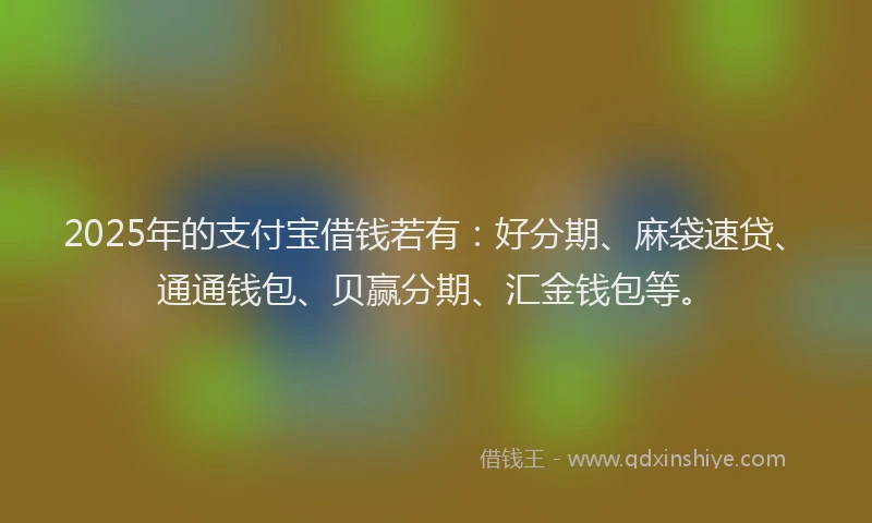 2025年的支付宝借钱若有：好分期、麻袋速贷、通通钱包、贝赢分期、汇金钱包等。