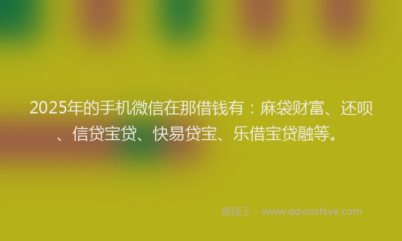 2025年的手机微信在那借钱有：麻袋财富、还呗、信贷宝贷、快易贷宝、乐借宝贷融等。