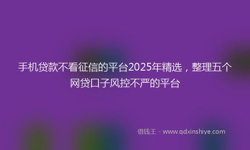 手机贷款不看征信的平台2025年精选，整理五个网贷口子风控不严的平台