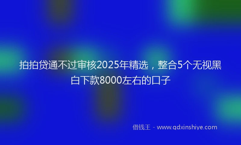 拍拍贷通不过审核2025年精选，整合5个无视黑白下款8000左右的口子