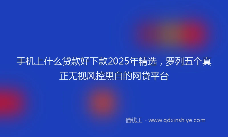 手机上什么贷款好下款2025年精选，罗列五个真正无视风控黑白的网贷平台