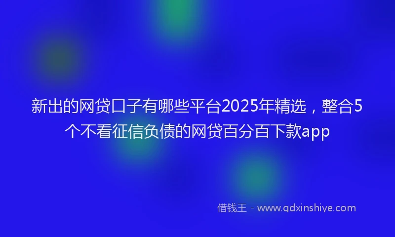 新出的网贷口子有哪些平台2025年精选，整合5个不看征信负债的网贷百分百下款app